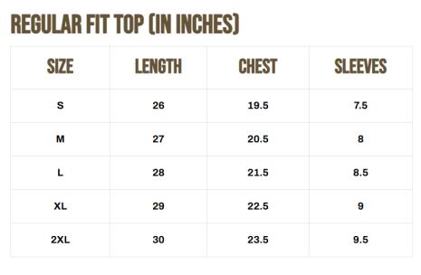 Size chart