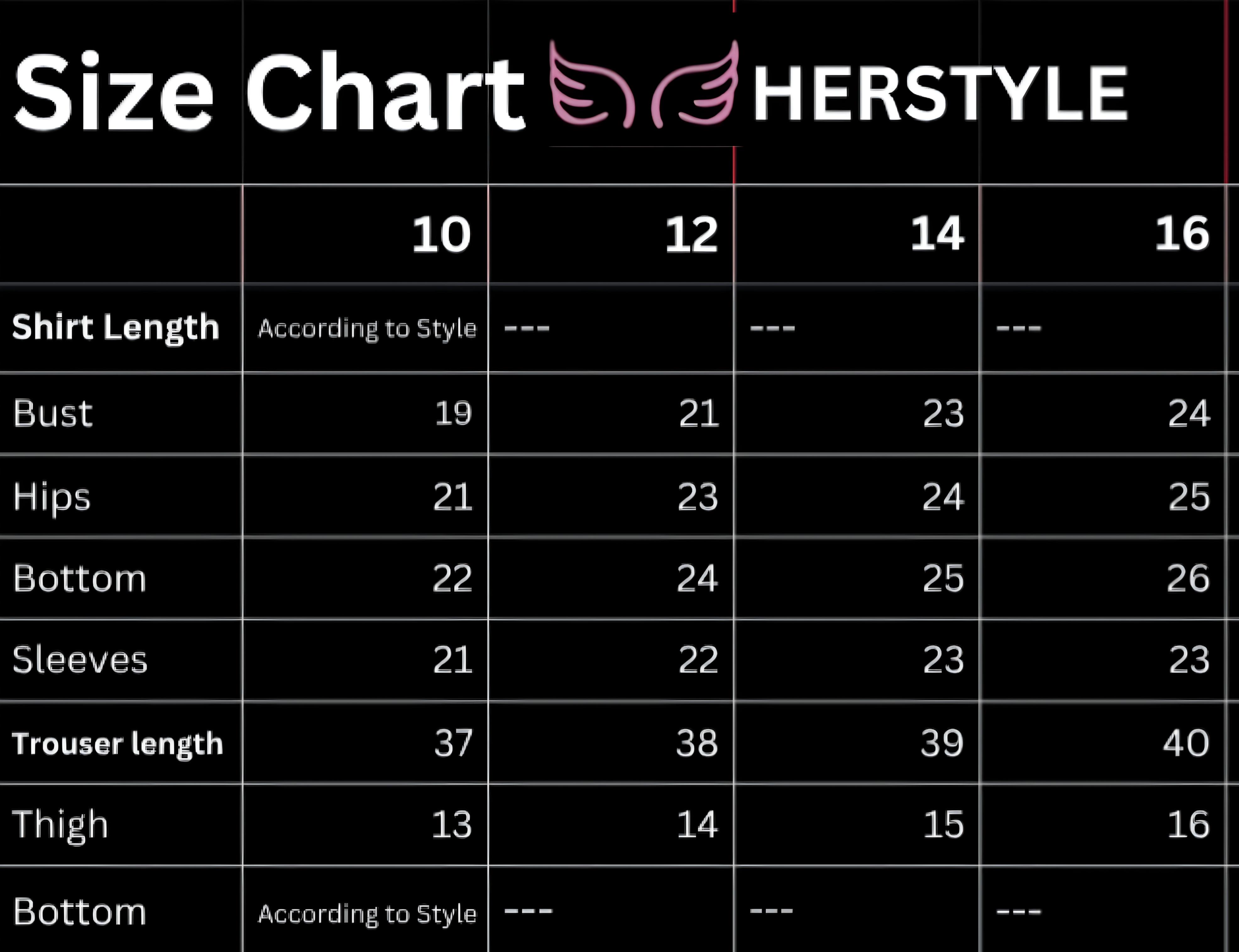 Size chart