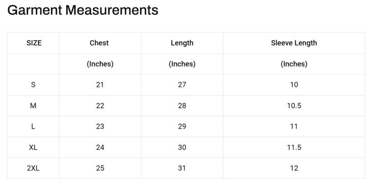 Size chart